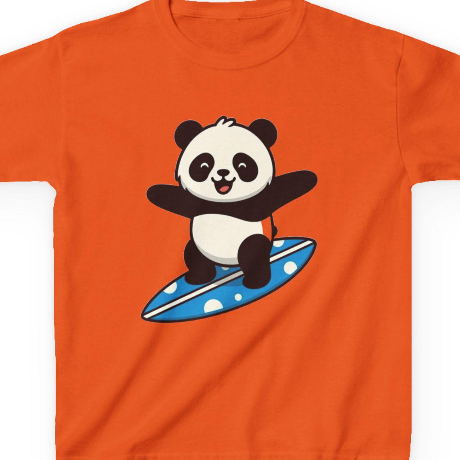 Surfing Panda Kids Tee | Cute Cartoon Panda on Blue Surfboard Fast & Free Shipping USA 130