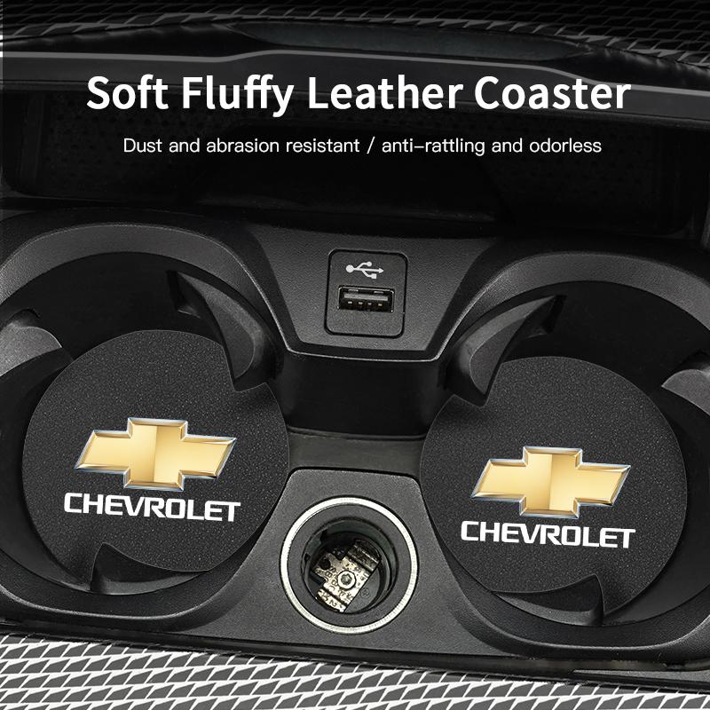 2Pcs Car Cup Mats Anti Noise Coaster Interior Accessories For Chevrolet Spark Captiva Cruze Malibu Equinox Trax Camaro Blazer