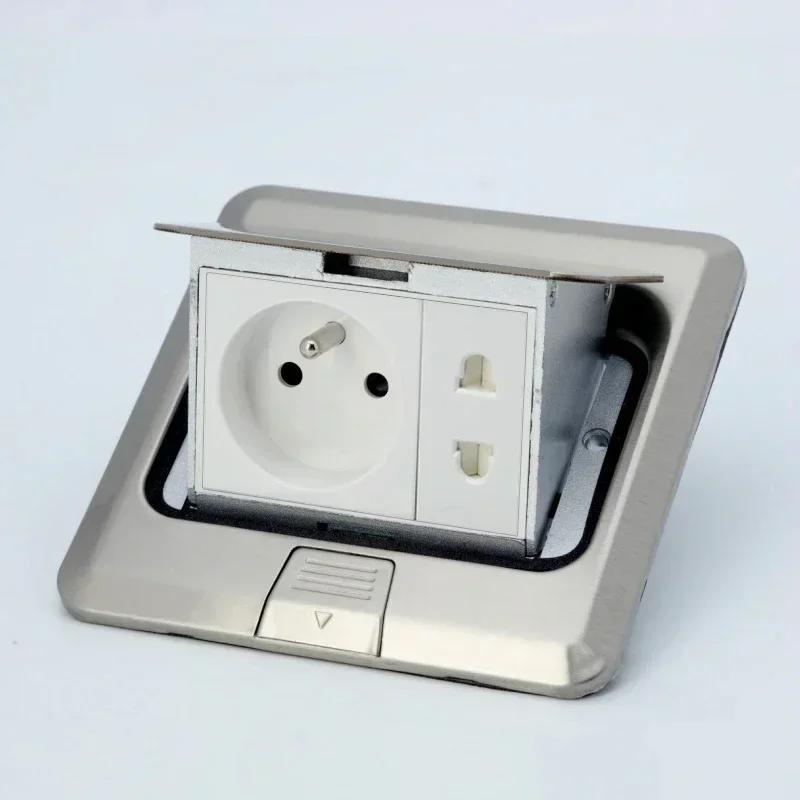 Pop Up Floor Socket Hidden Type EU/FR/US/UK/Universal Power Outlet Stainless Steel Electrical Switches For Home Office Table