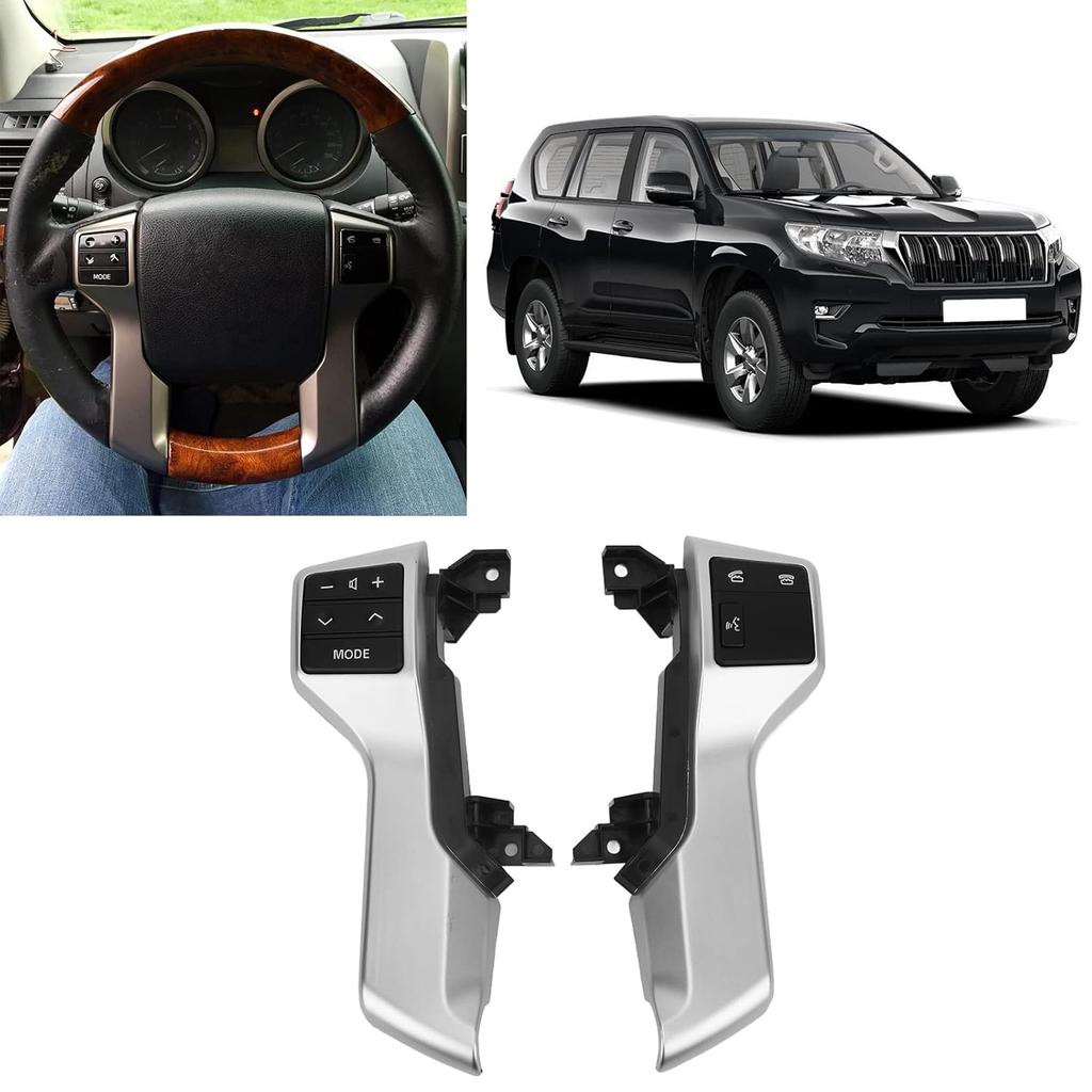 Aramox Steering Wheel Audio Button, Car Multifunction Steering Wheel Switch Replacement ABS for Prado GRJ150L 10?13 OE: 84250?60180