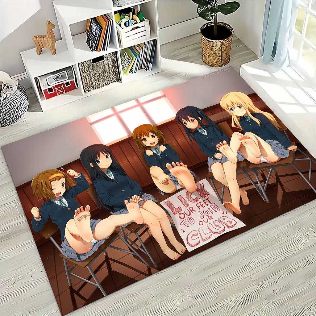 Anime K-ON Kawaii Girl Hirasawa Yui Music Cartoon Rug for Bedroom Living Room Sofa Home Doormat Decor,Kids Non-slip Floor Mat