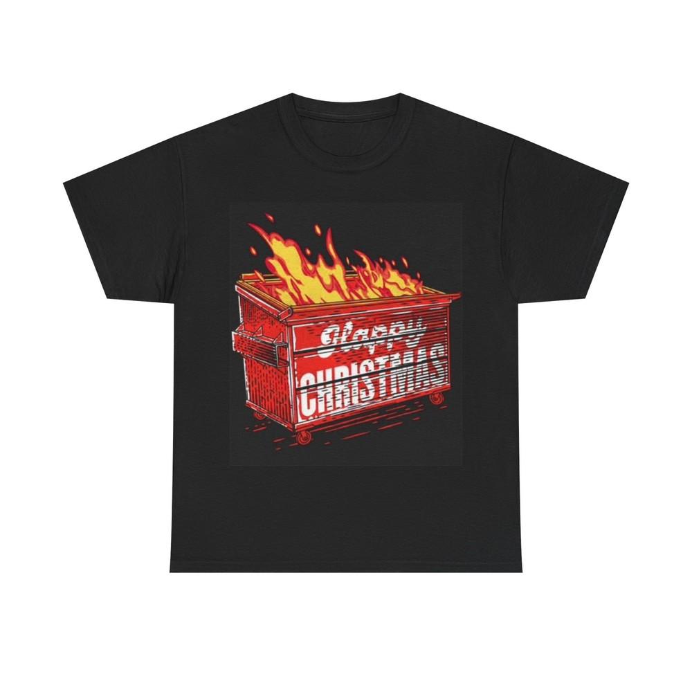 Happy Christmas Shirt Funny Dumpster Fire Graphic Holidays Unisex Heavy Cotton 2XL