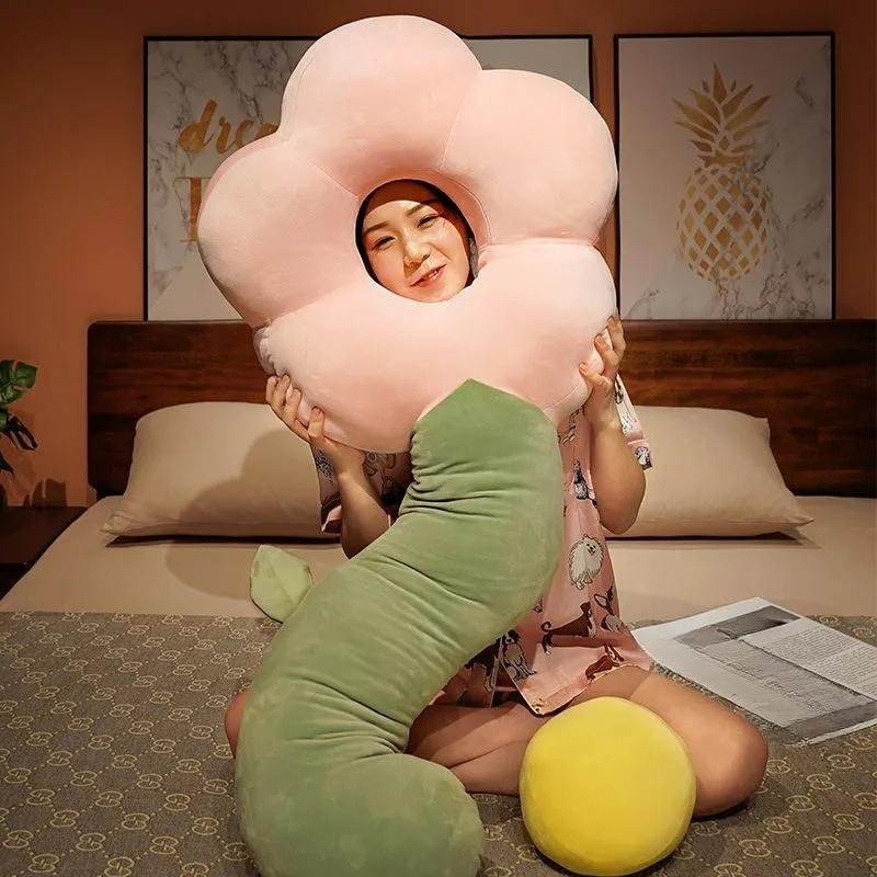 Cute Flower Pillow Girl Sleeping Leg Pillow Bedside Cushion Bedroom Bed Pillow Long Pillow Side Sleeping