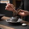 160ml Handmade Gilded Silver Teapot Japanese Old Rock Mud Pot Tea Soaking Kettle Buddha Kung Fu Tea Cafes Supplies Decoration
