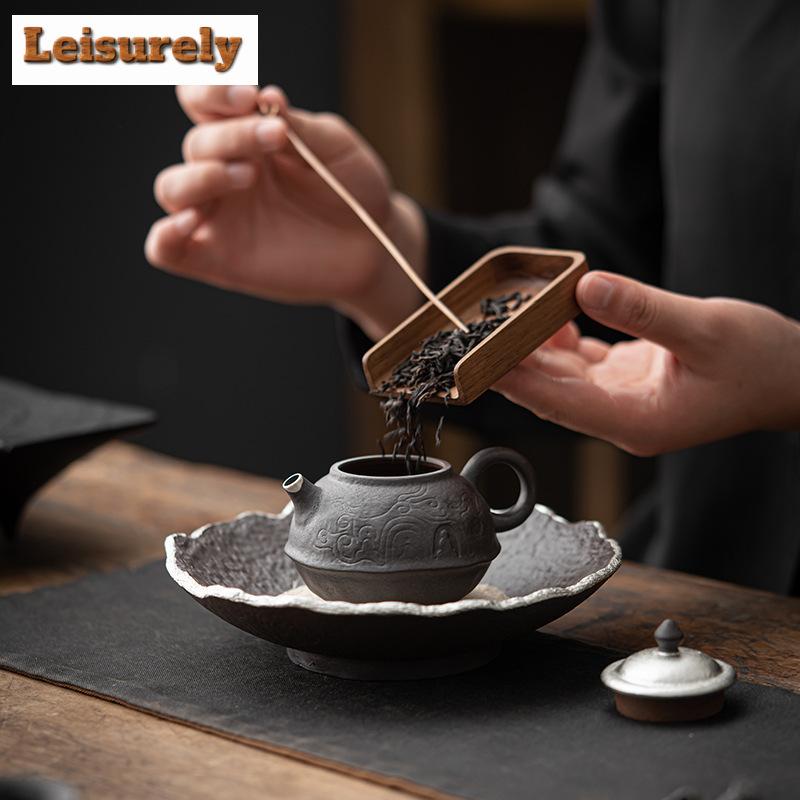 160ml Handmade Gilded Silver Teapot Japanese Old Rock Mud Pot Tea Soaking Kettle Buddha Kung Fu Tea Cafes Supplies Decoration