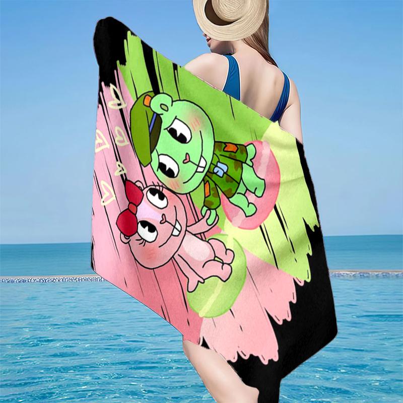 Happy Tree Friends Anniversary Beach Towel, Super Soft Microfiber, Gift for Her/Him, Birthday, for Pool, Beach, Travel, Home Decor Fan Gifts