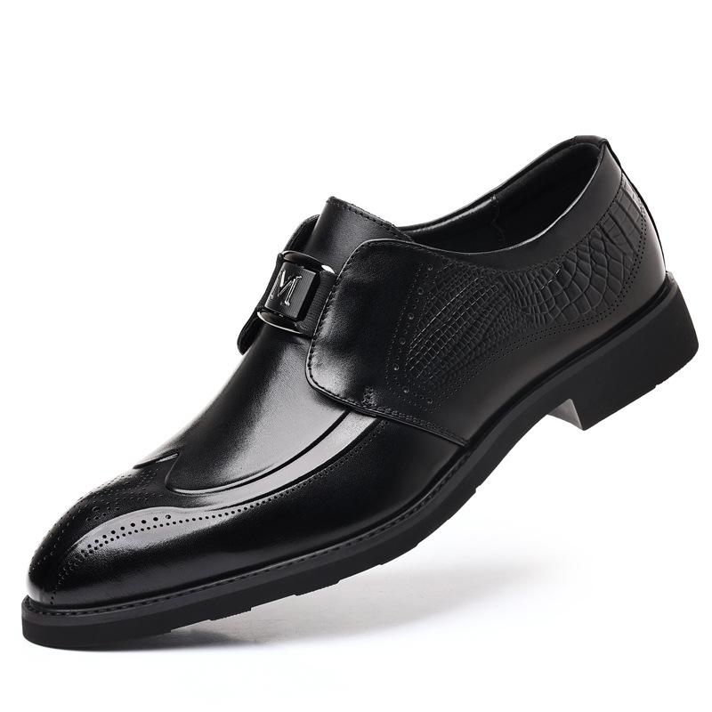Pointed Brock Men'S Leather Shoes Leather Retro Carved Men'S Shoes British Men'S Business Dress Shoes