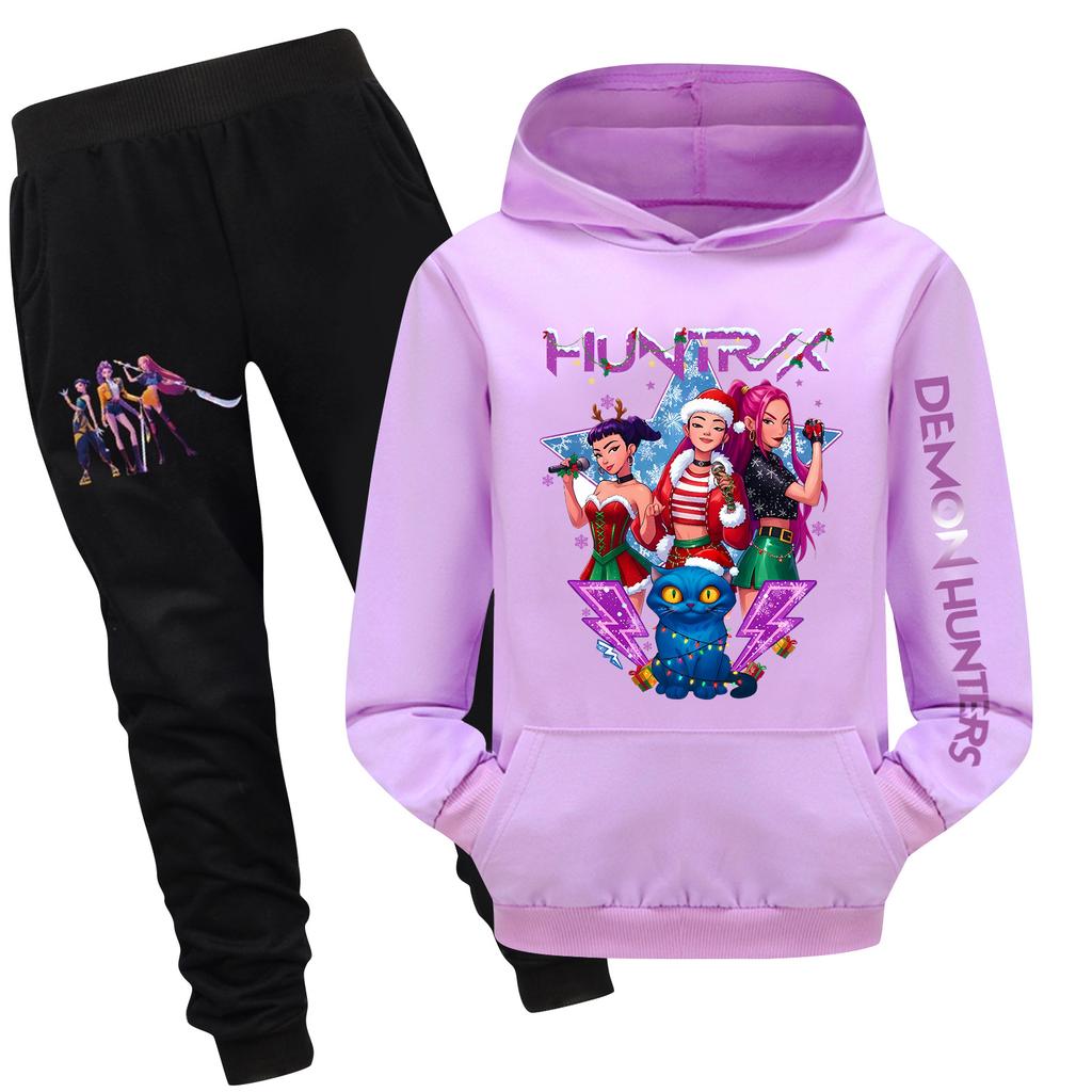 Children's Hooded Top And Pants Two-piece Tracksuit Set Long-sleeved Printed Sweatshirt Set