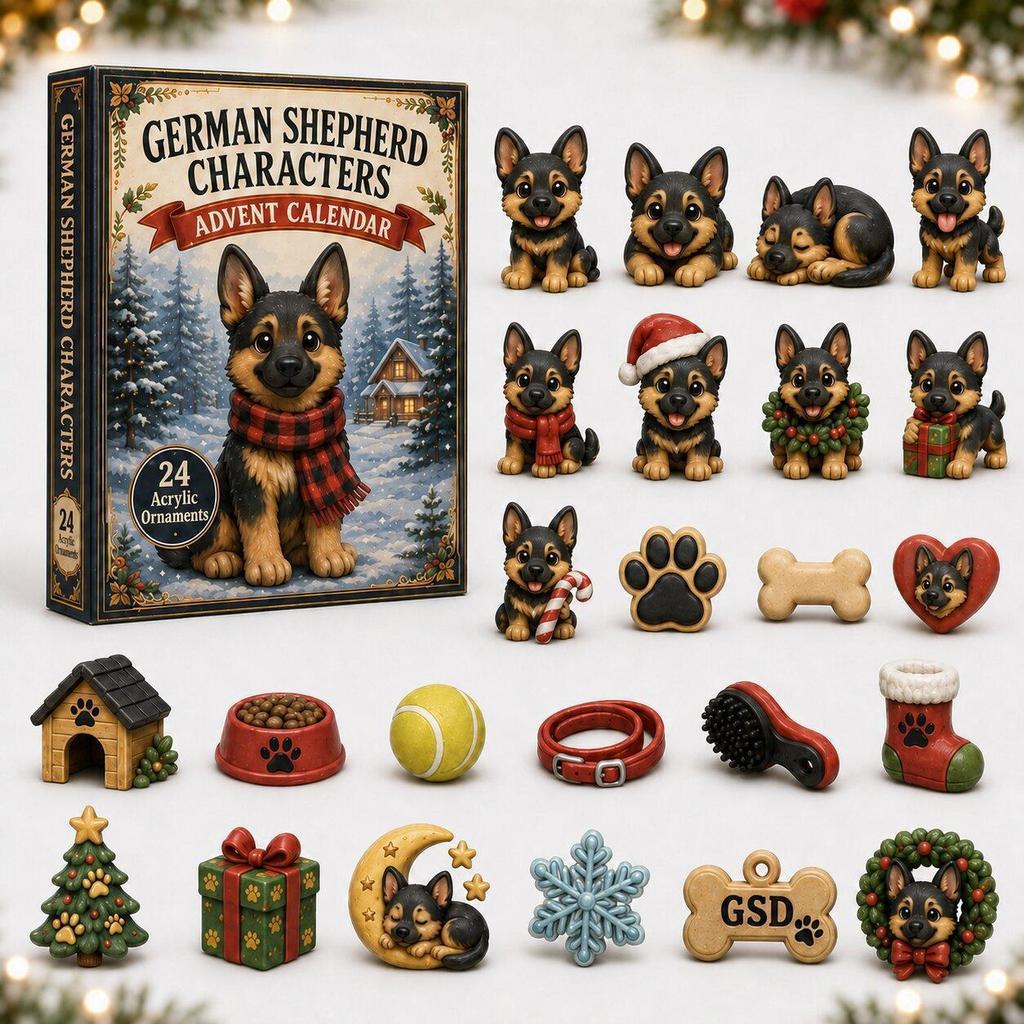Generic Dog Christmas Advent Calendar 24 Days Cute Puppy Figurine Countdown Blind Box Holiday Home Desktop Decoration Gift