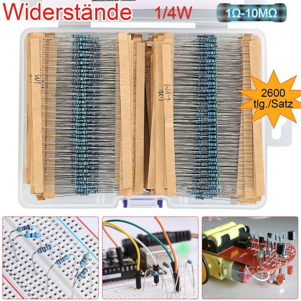 2600Pcs Metal Film Resistor Assortment Kits 1Ohm-10MOhm 130 Values Resistor Kits for Projects Experiments Easy to Use