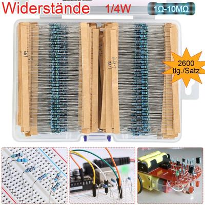 2600Pcs Metal Film Resistor Assortment Kits 1Ohm-10MOhm 130 Values Resistor Kits for Projects Experiments Easy To Use