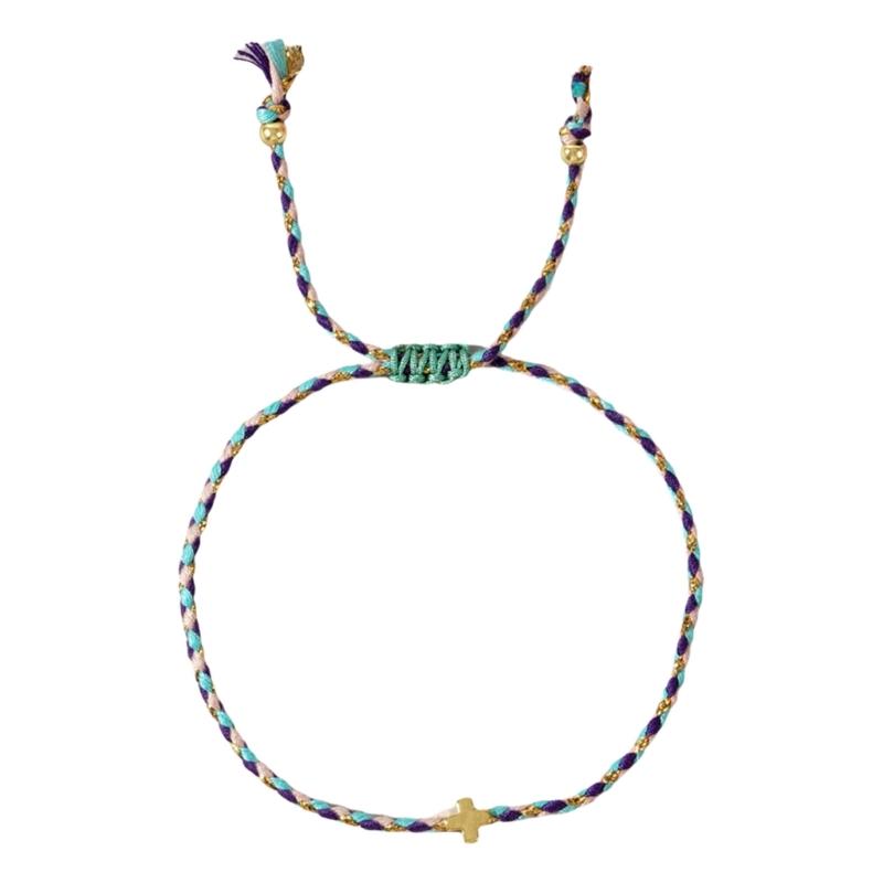 Trendiga bohemiska stilar Robust armband av bomullsrep med eleganta korshänge, för alla kön