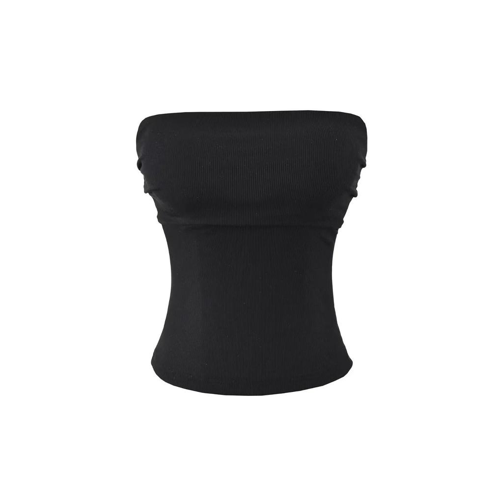 Elegant Pleated Strapless Top with Chest Pads and Non-Slip Design