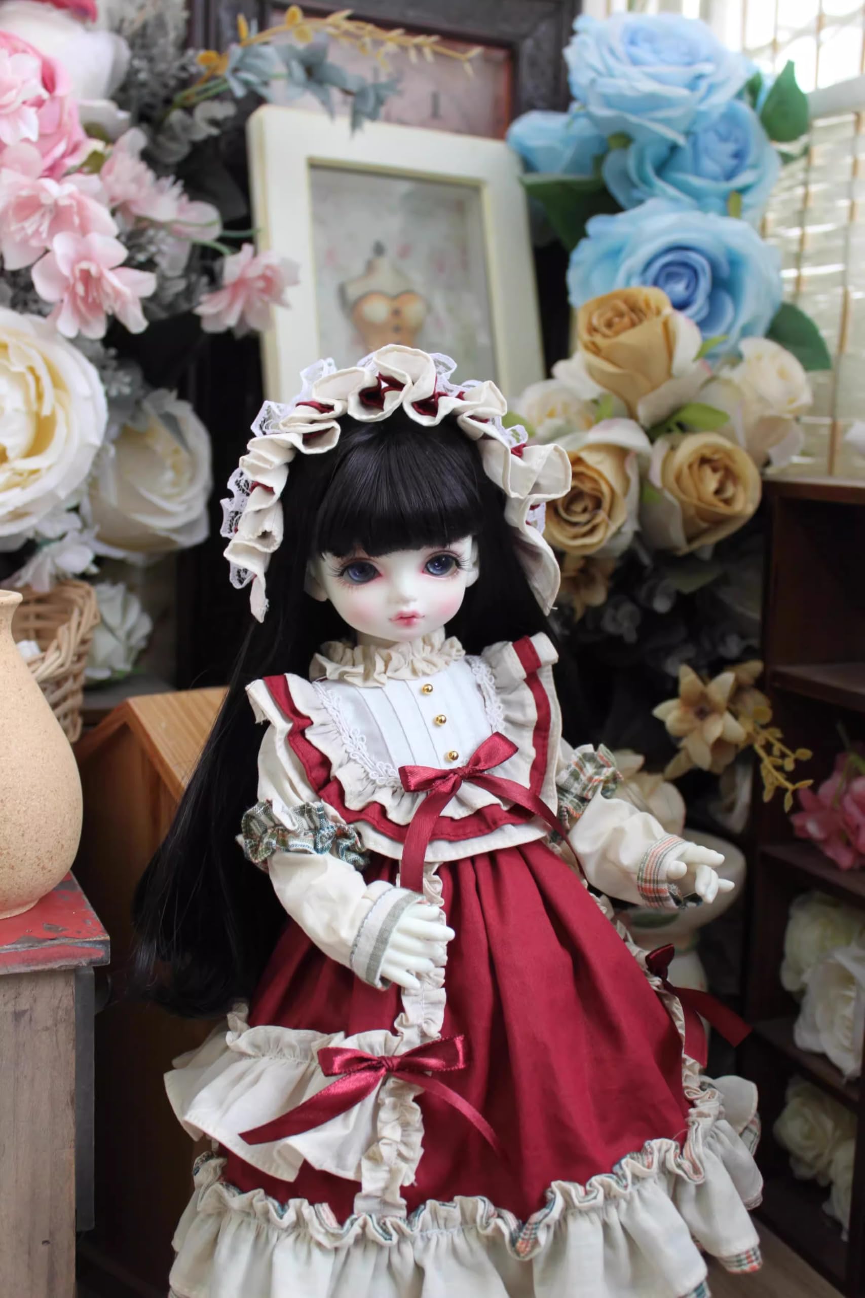 HAMRETHYPPZ 14 16 13 BJD Кукла на шаровых шарнирах Платье, Костюм для куклы, Наряд горничной для куклы, Переодевание куклы на шаровых шарнирах, Красно-белая юбка горничной, Принцесса