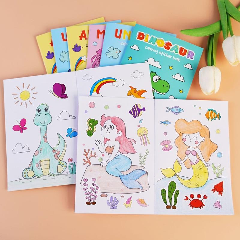 Coloring Book Children Sticker Books Fun Coloring Books 3-6 Years Early Education Preschool Activities DIY Themed Drawing Books