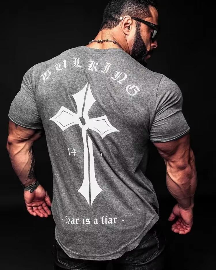 Men's Gym Muscle Bodybuilding Cotton Sport Fit Fitness Casual T-shirt Tee Tops Sport Short Sleeve Shirt Unisex Men Women Summer