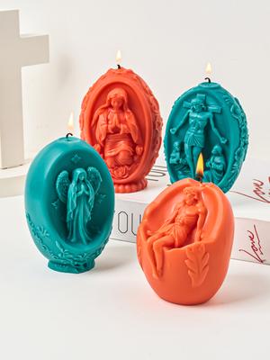 DIY 3D Jesus Egg Silicone Candle Mold Virgin Mary Easter Egg Handmade Soap Resin Molds Gypsum Crafts Casting Molds Home Decor