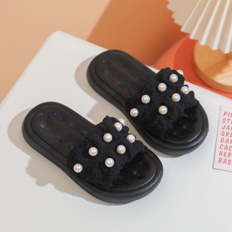 Rutschfeste Hausschuhe für Mädchen mit süßer Schleife, weiche Sohle, Prinzessinnen-Stil, Sommer-Sandalen für drinnen/draußen für große, mittlere und kleine Kinder