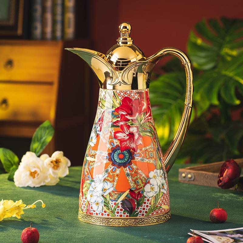 Flowering Brocade Thermal Insulation Pot Large Capacity Household Kettle Kettle Glass Liner Thermos Stew Teapot
