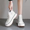 Women High Top Sneakers Lace-Up Casual Plarform Height Canvas Non-slip Wear Resistant Spring Female Vulcanize Shoes