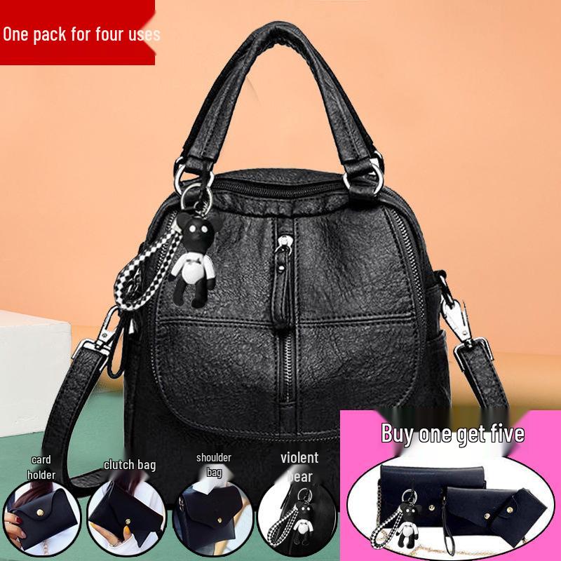 Women's Versatile PU Leather Backpack - Large Capacity Casual Handbag Schoolbag