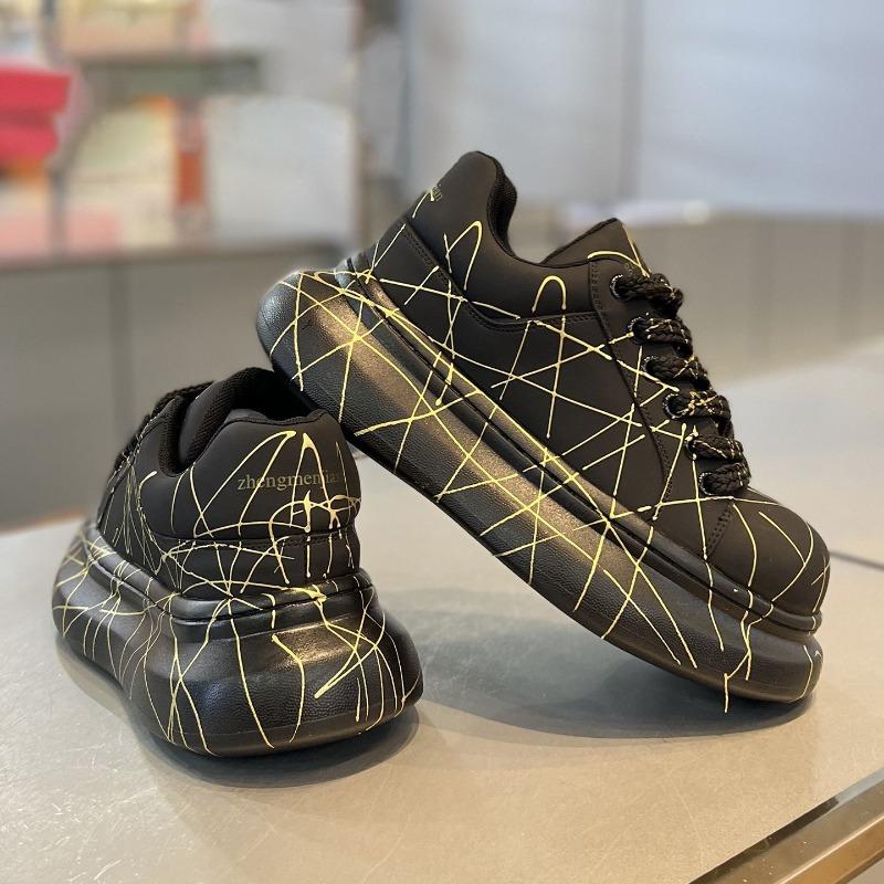Fashion Versatile Men's Platform Vulcanized Shoes Luxury Brand Damping Wear-resistant Sneakers Anti Slip Increased Casual Walking Shoes