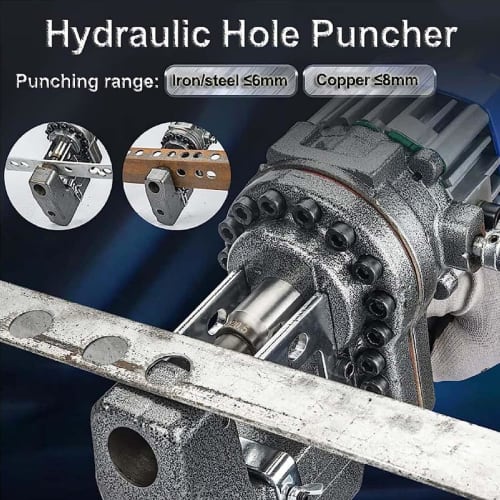 Elektrischer Hydraulischer Lochstanzer, 1300W Winkelprofilstahl Stanzwerkzeug, Hydraulischer Lochstanzer mit 5 Matrizen für Eisen-, Kupfer-, Aluminiumplatte und Winkel S