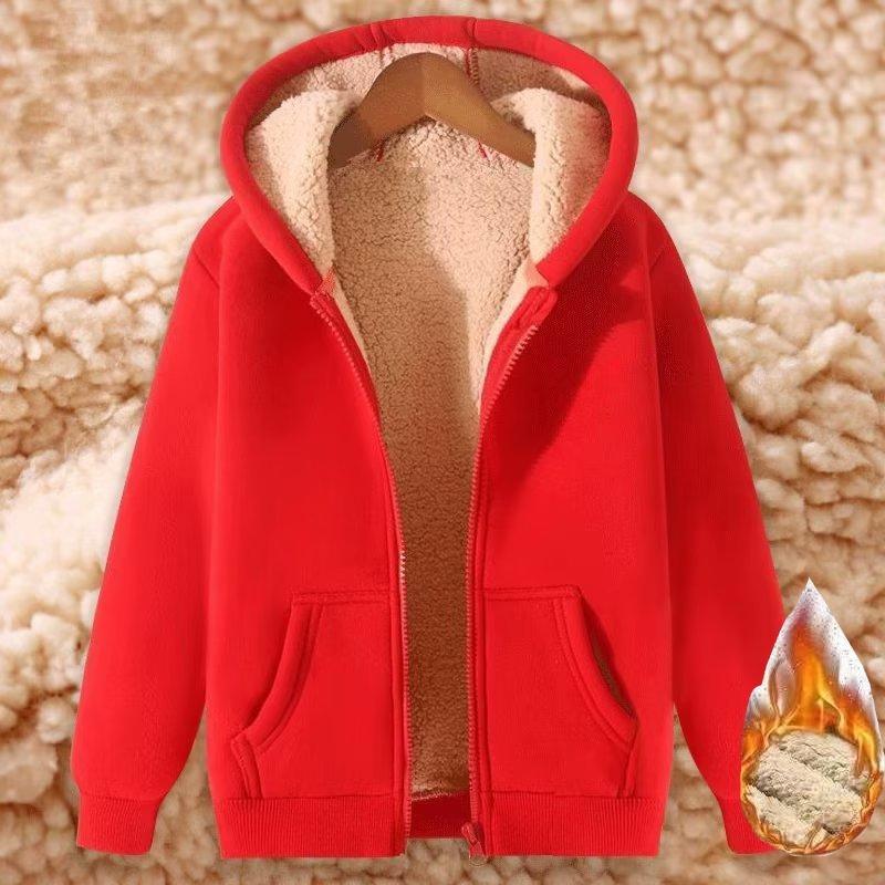Large Size M-5XL Men's Fleece Thickened Solid Color Hooded Sweatshirt Youth Cardigan Top Student Zipper Sweatshirt Men's Jacket