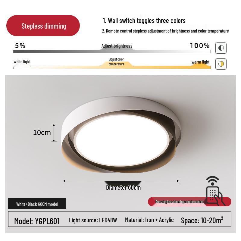 Modern Nordic LED Ceiling Light - Minimalist Round Design for Master Bedroom