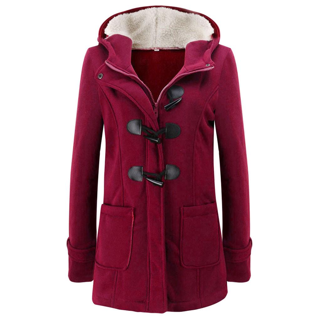 Women Warm Long Sleeve Pullover Blouse Hooded Jacket Coat Long Outerwear