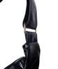 Milk Wave Underline Leather Hobo Crossbody Bag [Black]