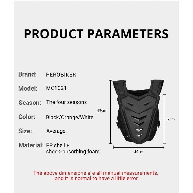 HEROBIK Motocross Body Armor Motorcycle Jacket Motocross Moto Vest Back Chest Protector Off-Road Dirt Bike Protective Gear