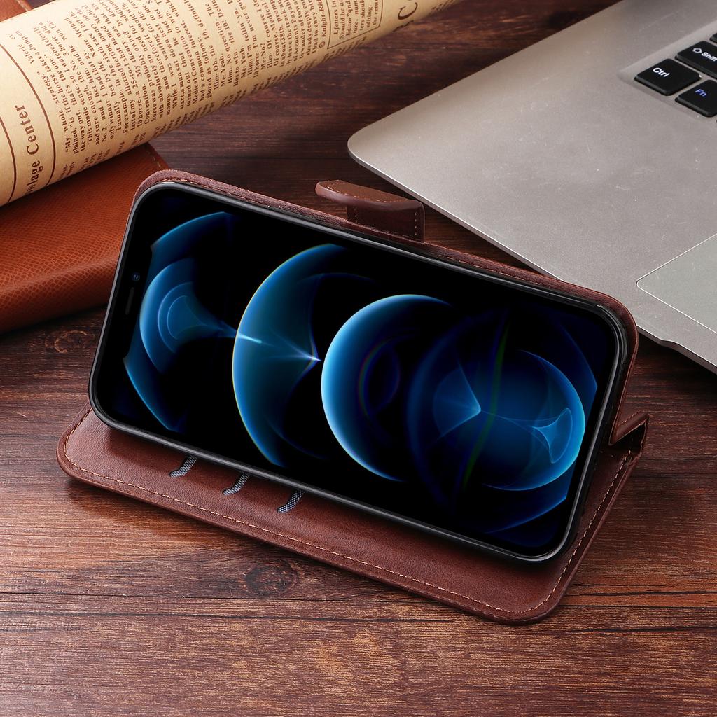 For iPhone 17 Pro PU Leather Cases with Zipper Pocket Wallet Phone Cover Stand