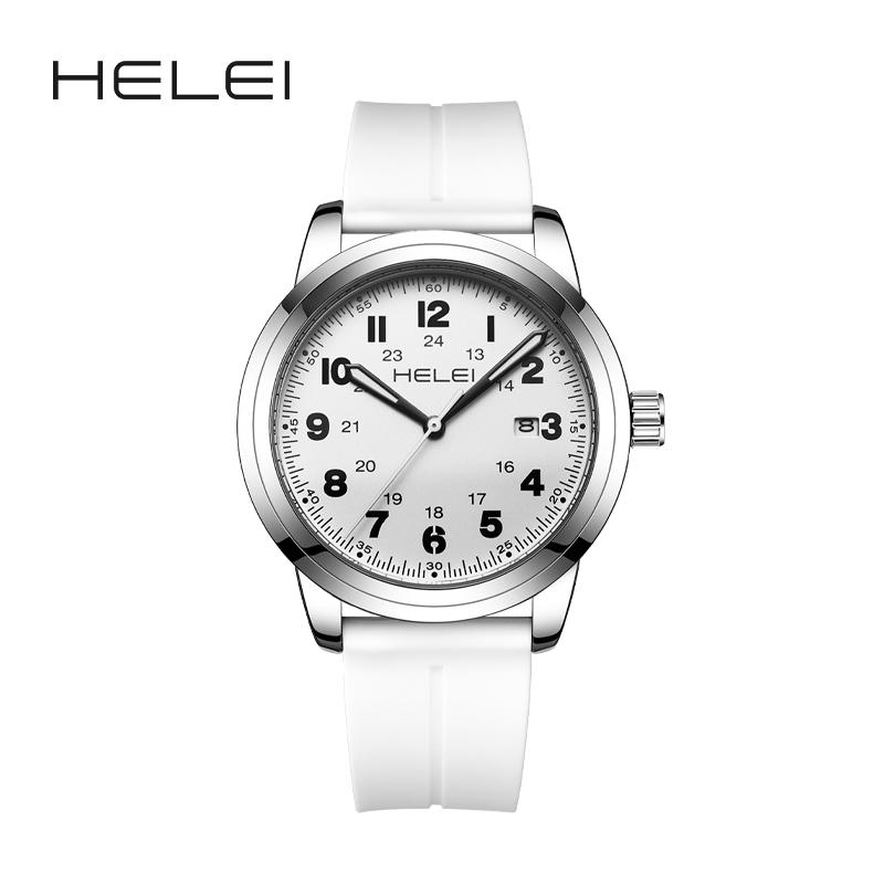 HELEI Sport Men Watch Top Brand Luxury Military Waterproof Male Clock Quartz Business Original Silicone Wristwatch Gift 9020CJ