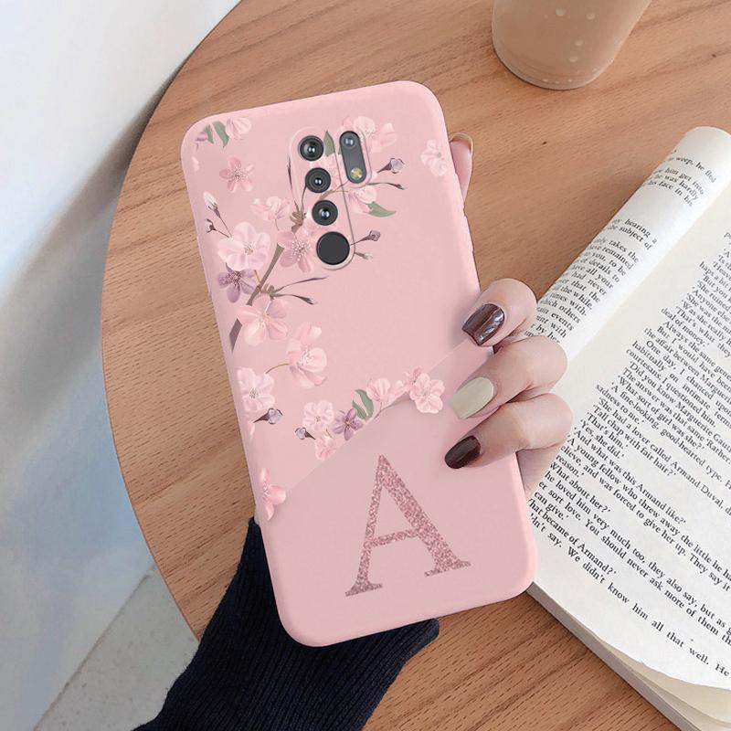 

Initial Letter A Z Case For Redmi 9 Cover Pink Flower Soft Silicone Back Funda For Xiaomi Redmi9 Coque Bumper Couple Best Friend Redmi 9