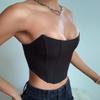 Women's Strapless Sleeveless Solid Tube Top Slim Fit Sexy Satin Crop Corset Blouse