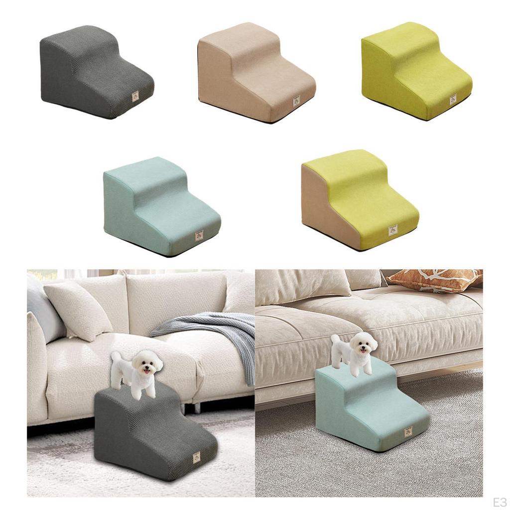 Dog Stair 2 Steps Ladder Portable Non Slip Removable Washable Cover Pet Stairs for Older Dogs