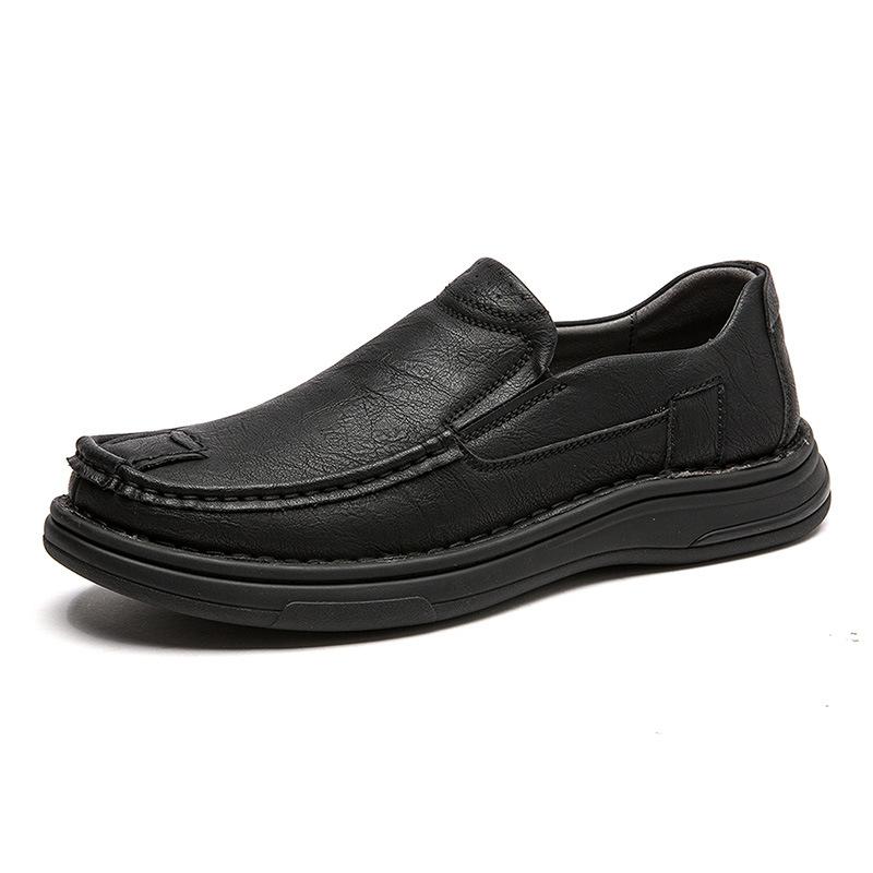 Popular 2025 large size men's shoes middle-aged and elderly fathers pedal soft-soled loafers men's casual leather shoes