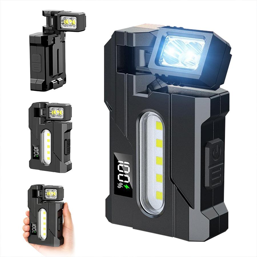 MINI USB Rechargeable LED Flashlight Portable Tail Magnet Flashlight Super Bright Camping Lantern Side COB Emergency Light