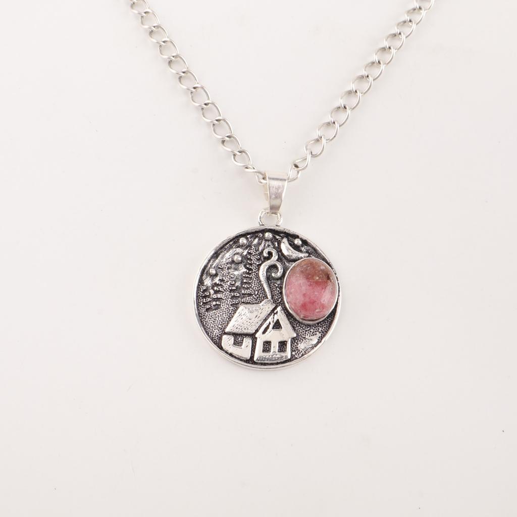 Black Rhodonite Gemstone 925 Sterling Silver Jewelry Women Gift Pendant 1.29'' CP-39-30