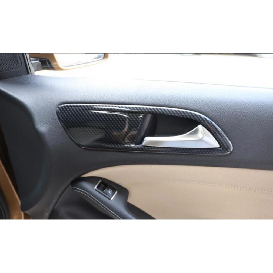 Interior Door Handle Frame Trim 4PCS For Benz B-Class 2012- ABS Carbon Fiber
