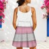 Women Plus Size Light Beige V Neck Double Straps Floral Printed Sleeveless Curved Hem Mini Dress