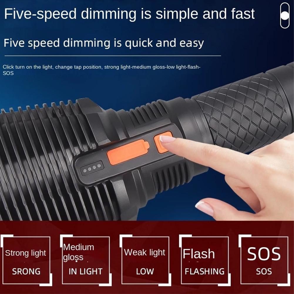Rechargeable Flashlights Long-Range Strong Light Searchlight Small Led Patrol Flashlight for Camping Outdoors