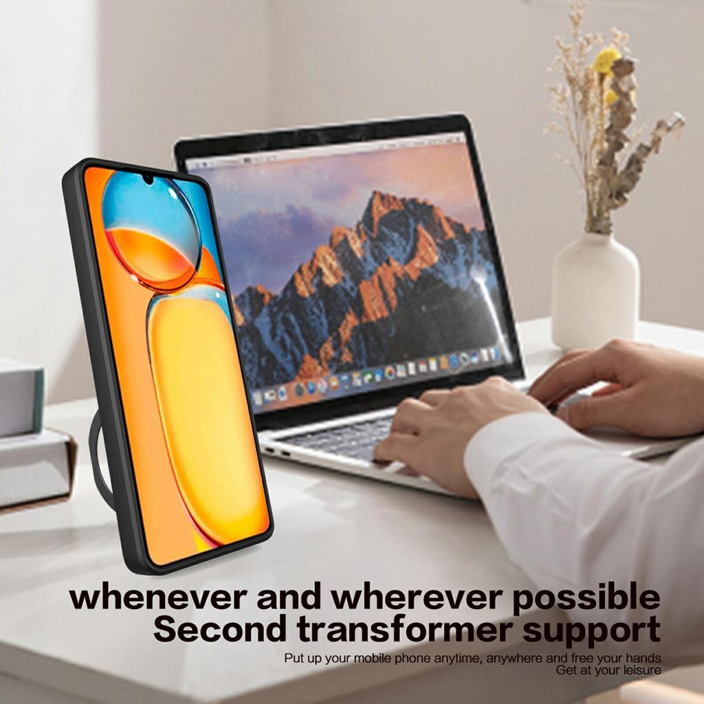 For Xiaomi Redmi 13C 4G/Poco C65 4G Case Slide Camera Lid TPU+PC Hybrid Phone Cover with Kickstand