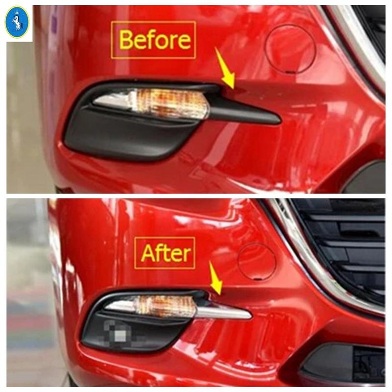 For Mazda 3 AXELA Hatchback Sedan 2017 2018 Front Bumper Fog Lights Lamps Eyebrow Strip Decor Cover Trim Accessories Exterior