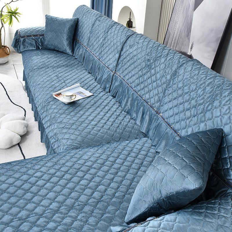 Luxuriöser Sofabezug aus goldenem Samt für das Wohnzimmer, einfarbig, schmutzabweisender Sofabezug, elastisches Schutzkissen, 1–3 Sitze, Sofatuch