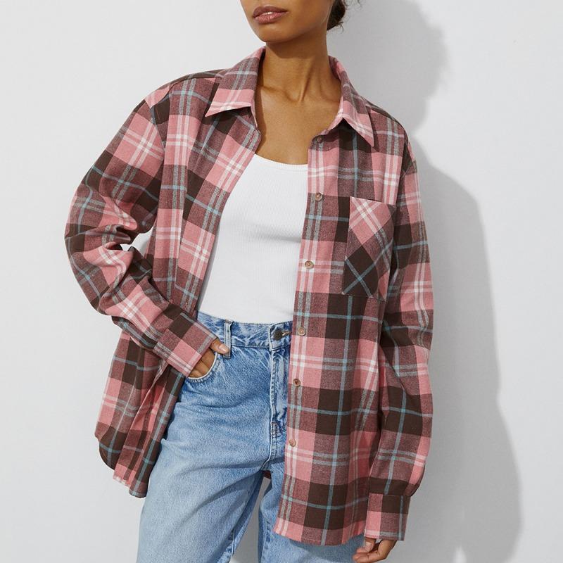 Camisa Xadrez Clássica Corte Amplo Estilo Casual Unissex