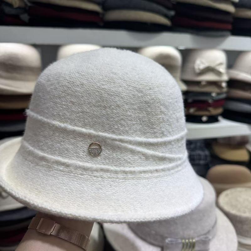 Meier Thousand gold crimped top hat, women's winter thickened warm wool knitted basin hat, cold ear protection bucket hat