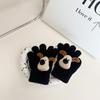 Winter Children's Knitted Wool Gloves Cartoon Puppy Doll Five Finger Gloves for Boys and Girls Warm Finger Gloves