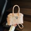 Ribbon Bow Pu Womens Office Handbag With Top Zip Closure For Daily Casual Use